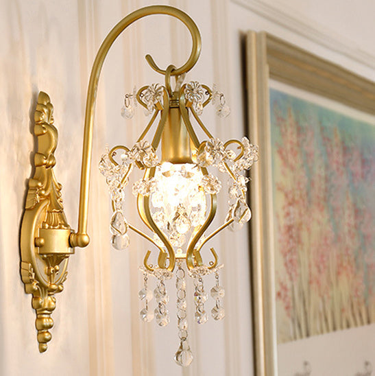 Crystal Iron Oval Bedroom Wall Lamp