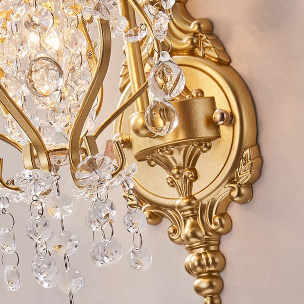 Crystal Iron Oval Bedroom Wall Lamp