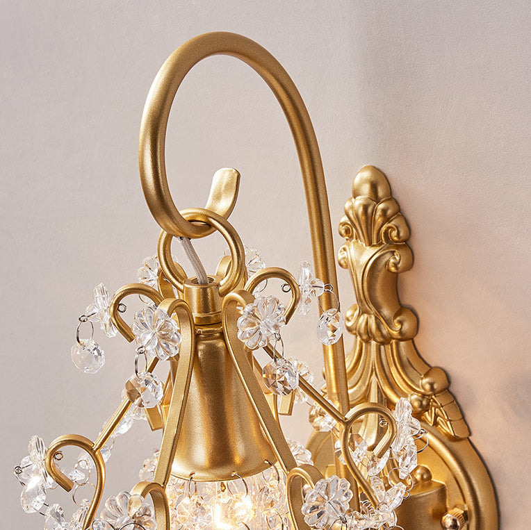Crystal Iron Oval Bedroom Wall Lamp