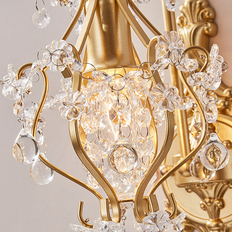 Crystal Iron Oval Bedroom Wall Lamp