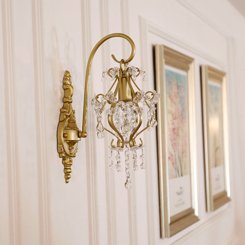 Crystal Iron Oval Bedroom Wall Lamp