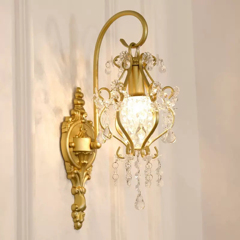 Crystal Iron Oval Bedroom Wall Lamp