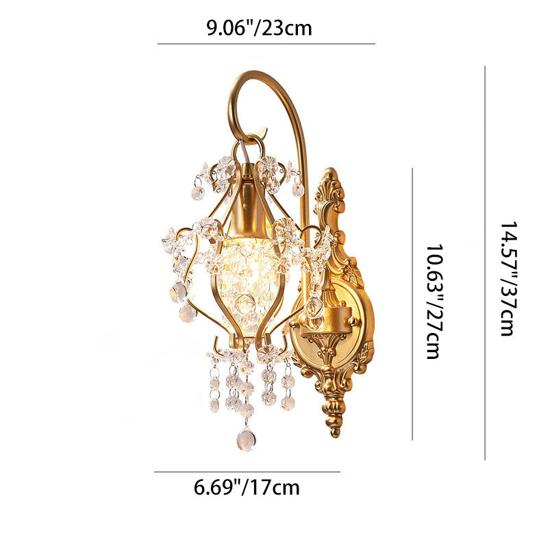 Crystal Iron Oval Bedroom Wall Lamp