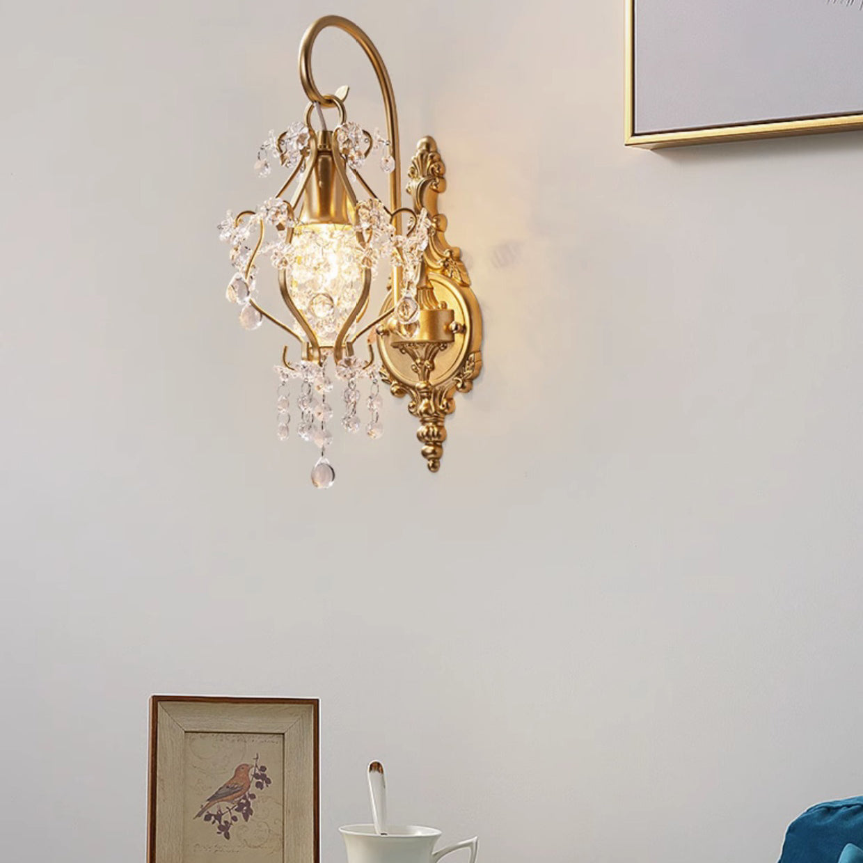 Crystal Iron Oval Bedroom Wall Lamp