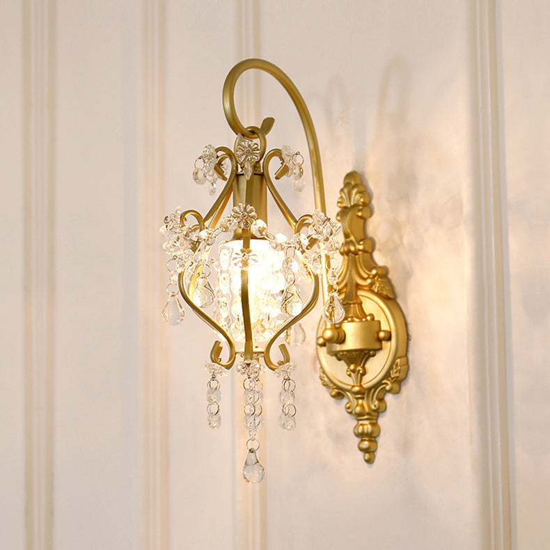 Crystal Iron Oval Bedroom Wall Lamp