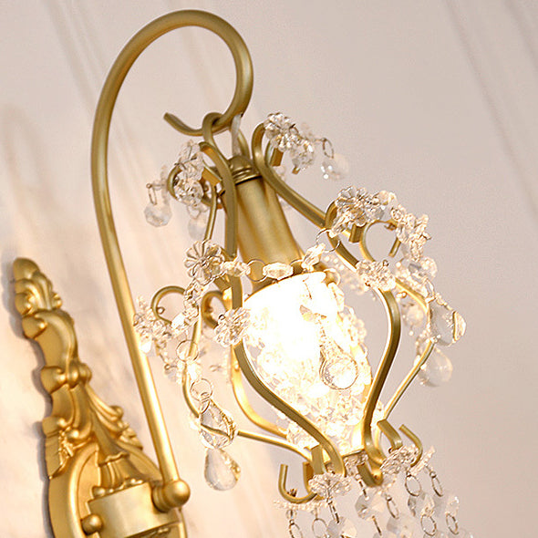 Crystal Iron Oval Bedroom Wall Lamp