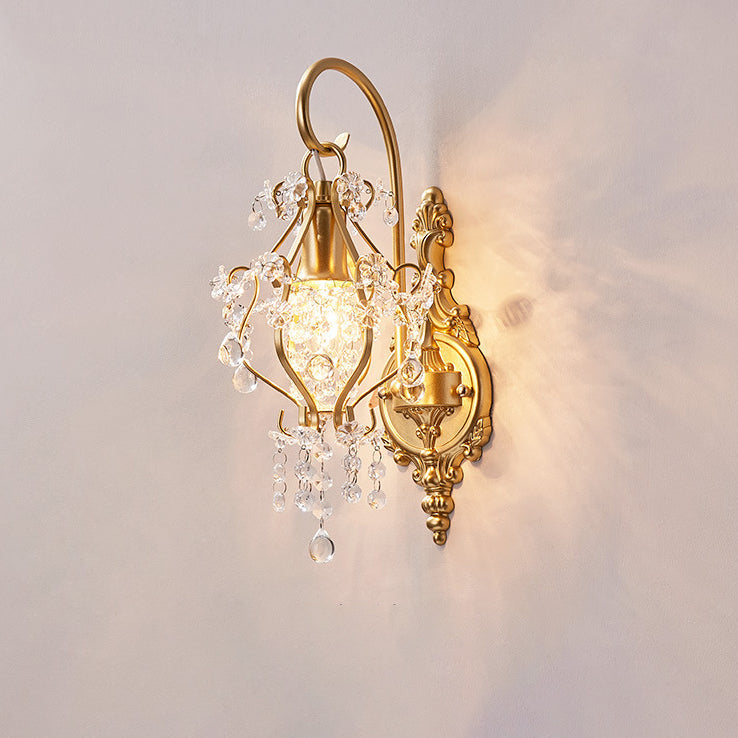 Crystal Iron Oval Bedroom Wall Lamp