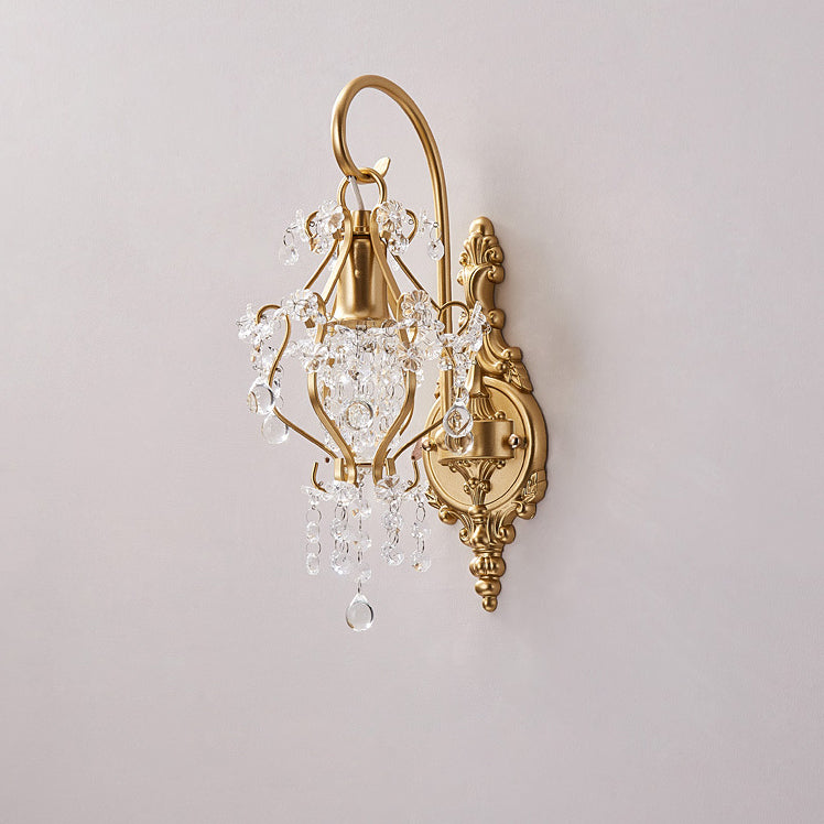 Crystal Iron Oval Bedroom Wall Lamp