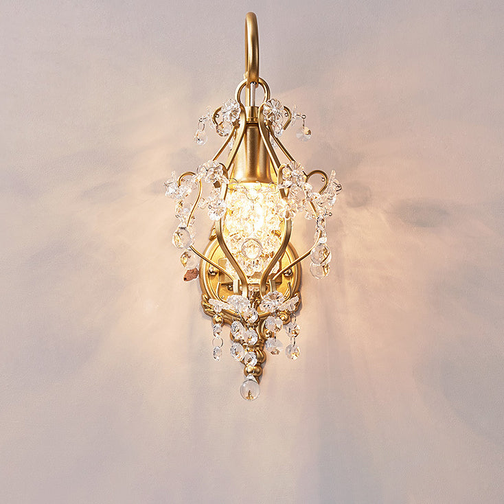 Crystal Iron Oval Bedroom Wall Lamp