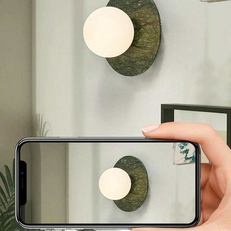 Iron Marble Glass Round Wall Lamp
