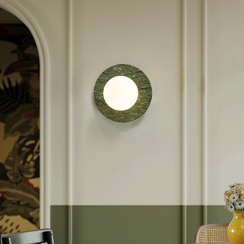 Iron Marble Glass Round Wall Lamp