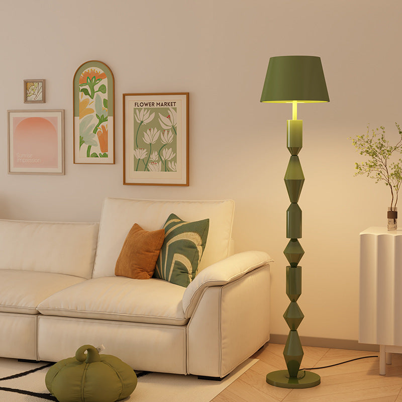 Iron Fabric Geometric Round Floor Lamp