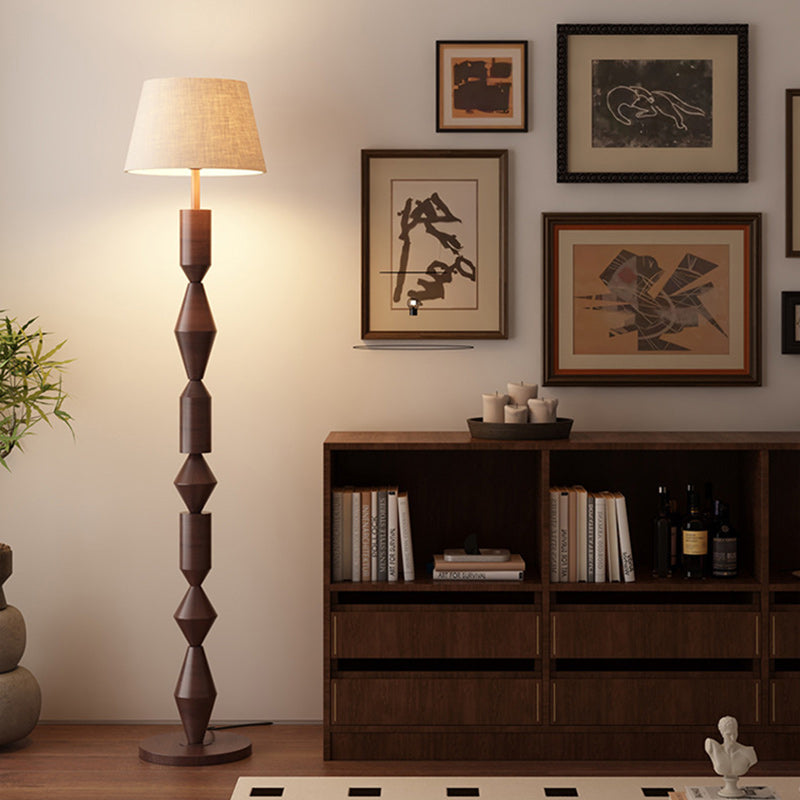 Iron Fabric Geometric Round Floor Lamp