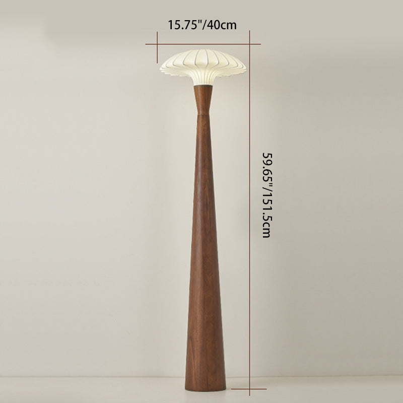 Wood Silk Dome Bedroom Floor Lamp
