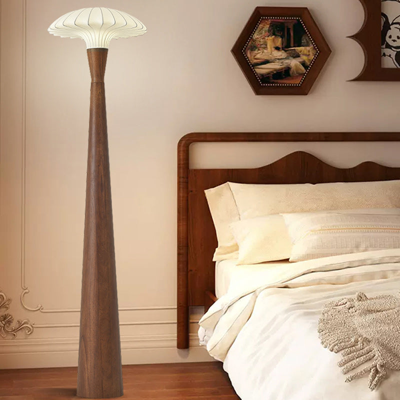 Wood Silk Dome Bedroom Floor Lamp
