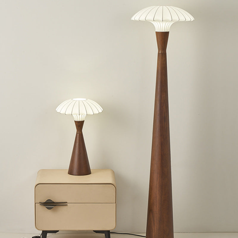 Wood Silk Dome Bedroom Floor Lamp