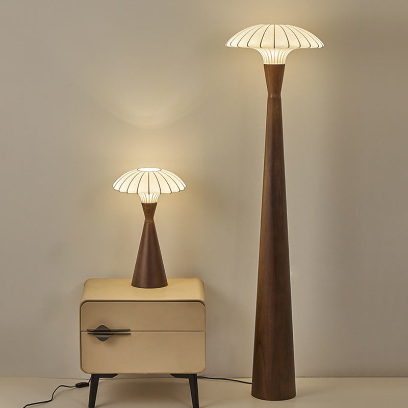 Wood Silk Dome Bedroom Floor Lamp