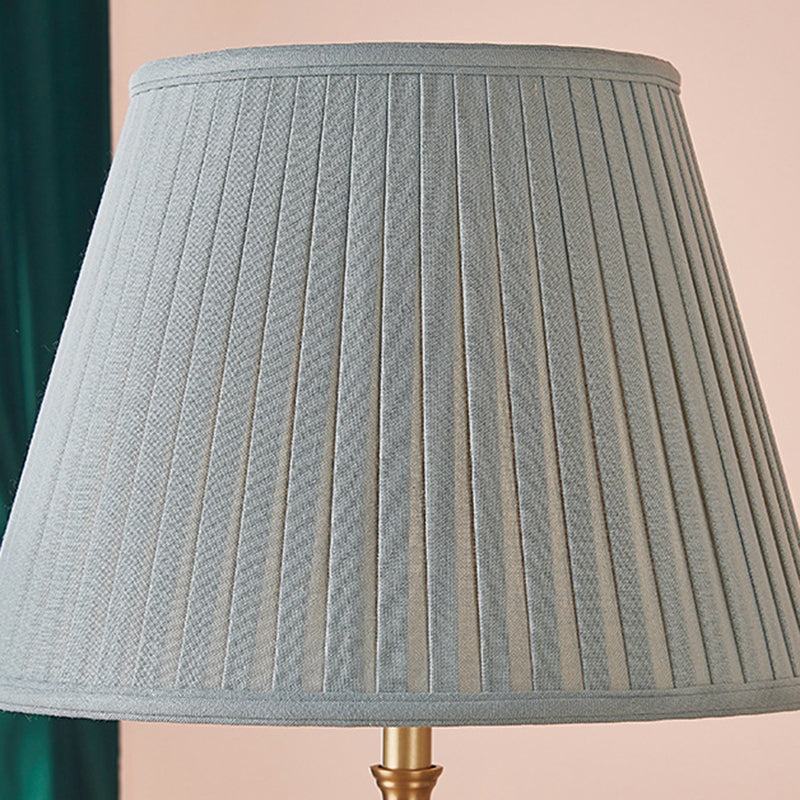 Brass Fabric Round Bedroom Table Lamp