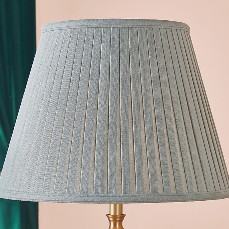 Brass Fabric Round Bedroom Table Lamp