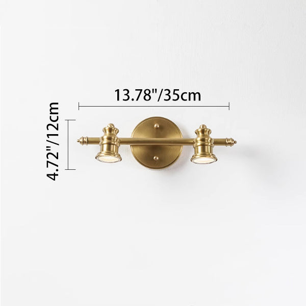 Brass Linear Round Vanity 4-Light Wall Lamp