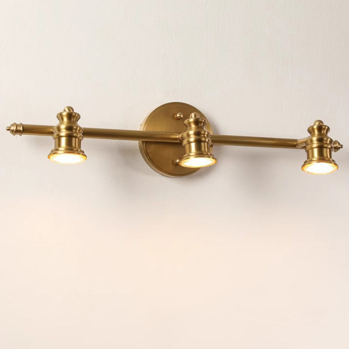 Brass Linear Round Vanity 4-Light Wall Lamp