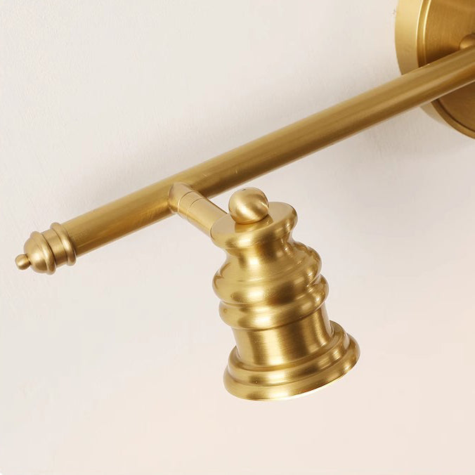 Brass Linear Round Vanity 4-Light Wall Lamp