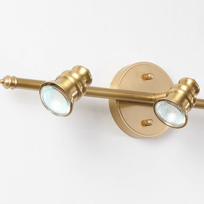 Brass Linear Round Vanity 4-Light Wall Lamp
