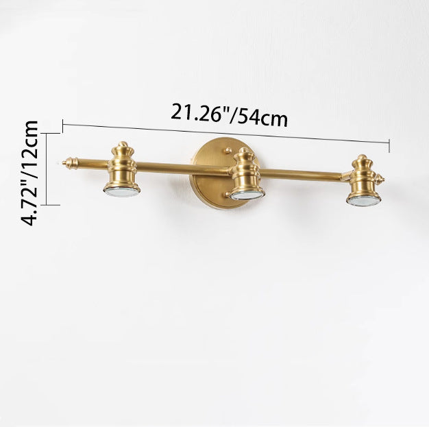 Brass Linear Round Vanity 4-Light Wall Lamp