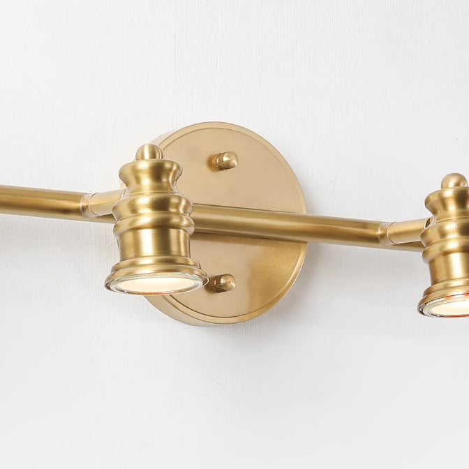 Brass Linear Round Vanity 4-Light Wall Lamp