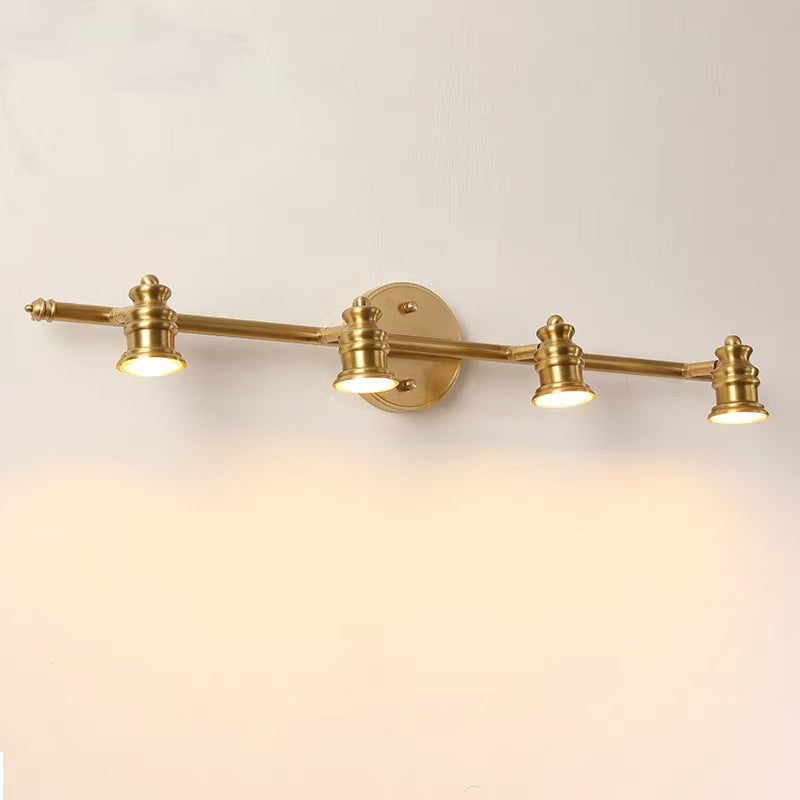 Brass Linear Round Vanity 4-Light Wall Lamp
