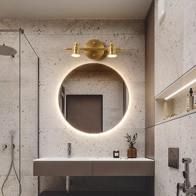 Brass Linear Round Vanity 4-Light Wall Lamp