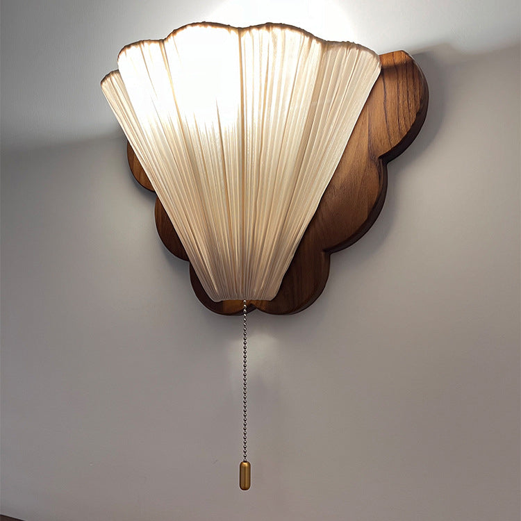 Wood Fabric Butterfly-Shaped Bedroom Wall Lamp