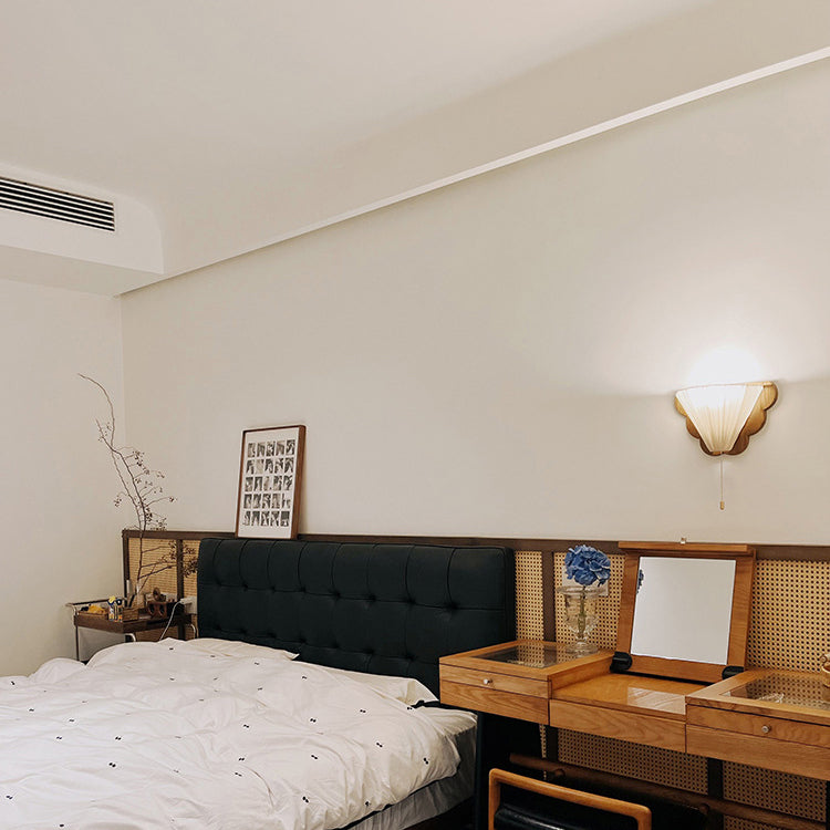Wood Fabric Butterfly-Shaped Bedroom Wall Lamp