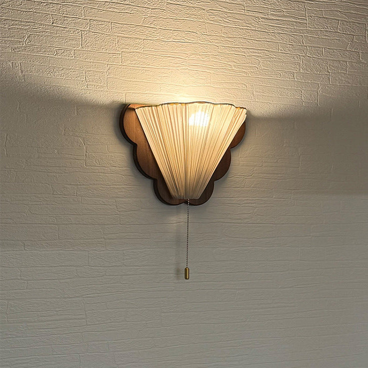 Wood Fabric Butterfly-Shaped Bedroom Wall Lamp