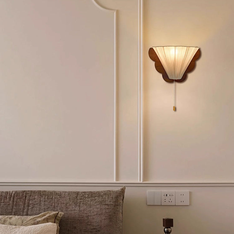 Wood Fabric Butterfly-Shaped Bedroom Wall Lamp
