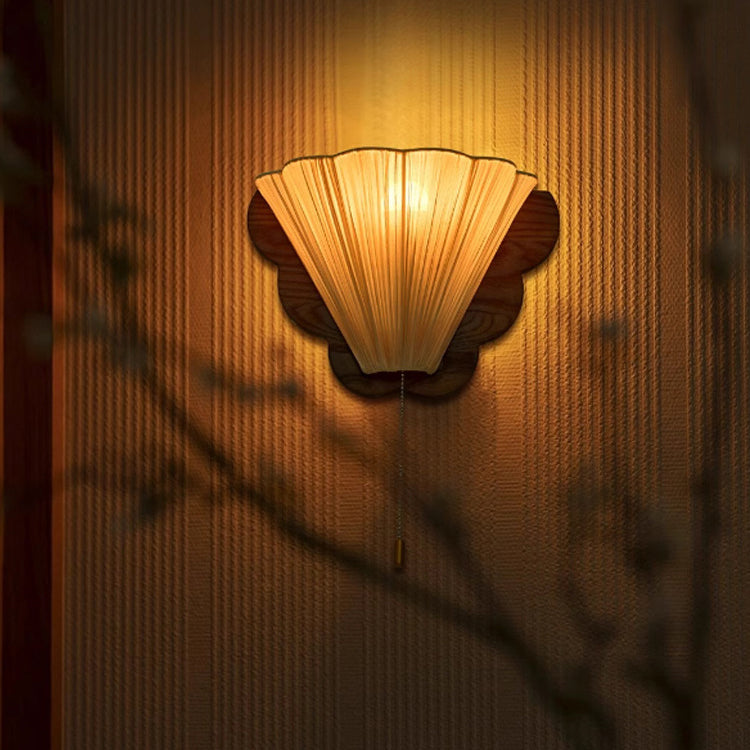 Wood Fabric Butterfly-Shaped Bedroom Wall Lamp