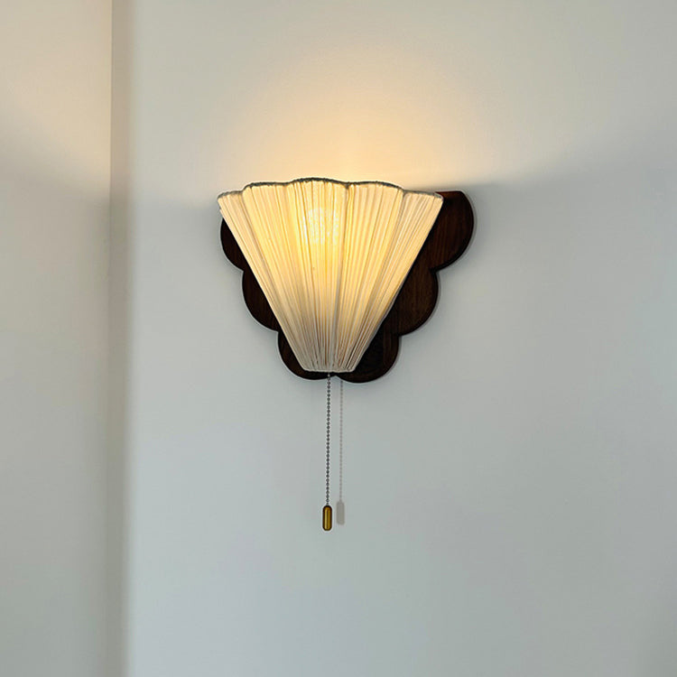 Wood Fabric Butterfly-Shaped Bedroom Wall Lamp
