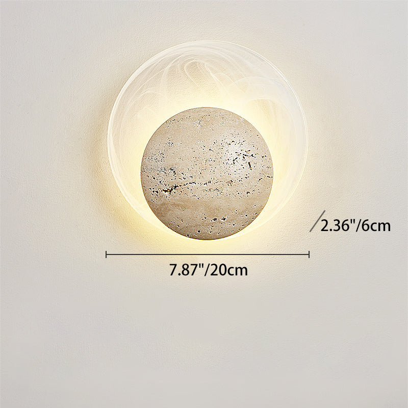 Stone Glass Round Bedroom Wall Lamp