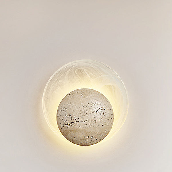 Stone Glass Round Bedroom Wall Lamp