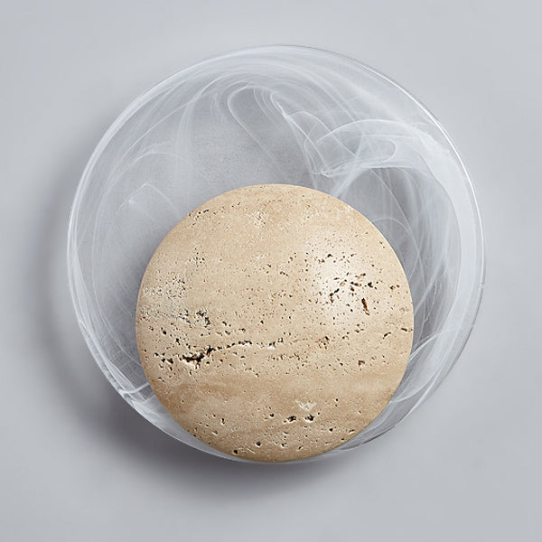 Stone Glass Round Bedroom Wall Lamp