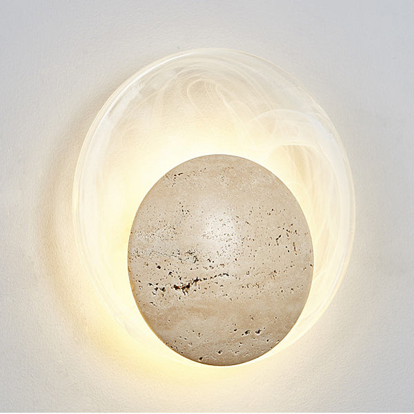 Stone Glass Round Bedroom Wall Lamp