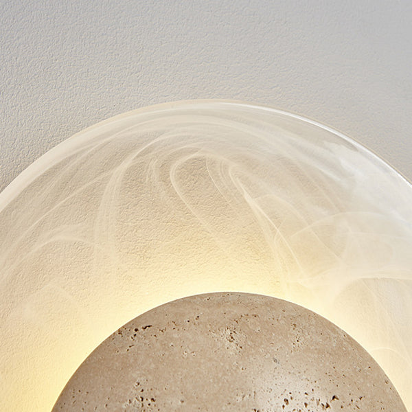 Stone Glass Round Bedroom Wall Lamp