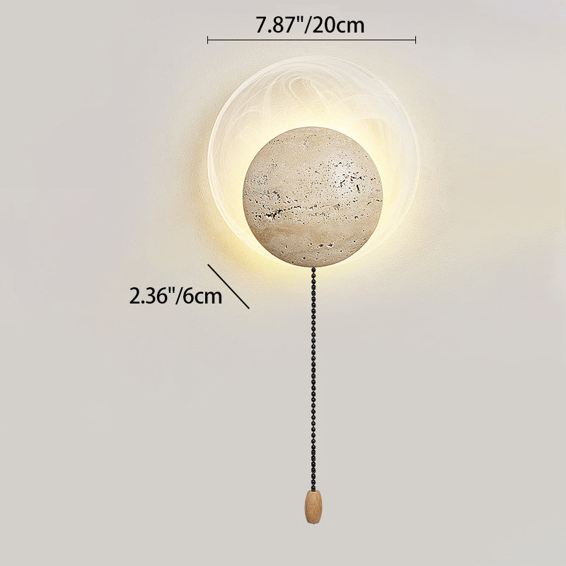 Stone Glass Round Bedroom Wall Lamp