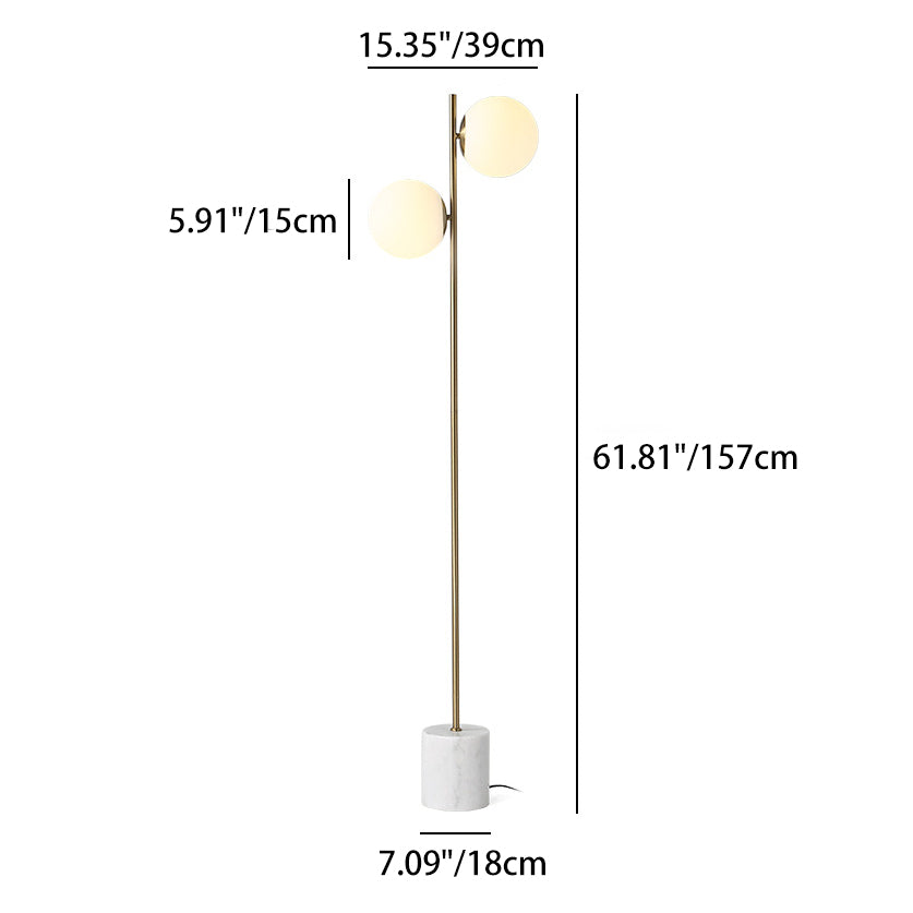 Contemporary Nordic Marble Metal 2-Light Floor Lamp