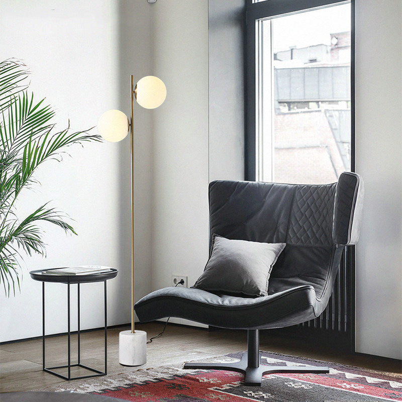 Contemporary Nordic Marble Metal 2-Light Floor Lamp