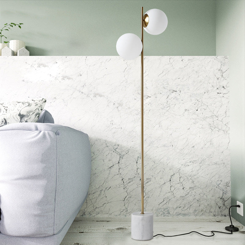 Contemporary Nordic Marble Metal 2-Light Floor Lamp