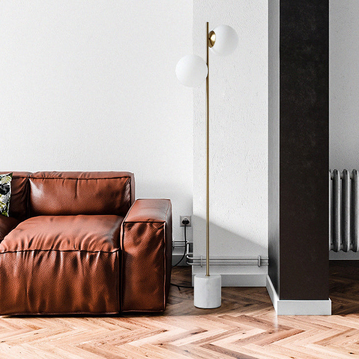 Contemporary Nordic Marble Metal 2-Light Floor Lamp