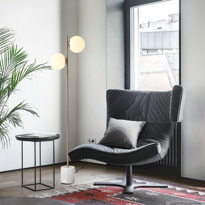 Contemporary Nordic Marble Metal 2-Light Floor Lamp