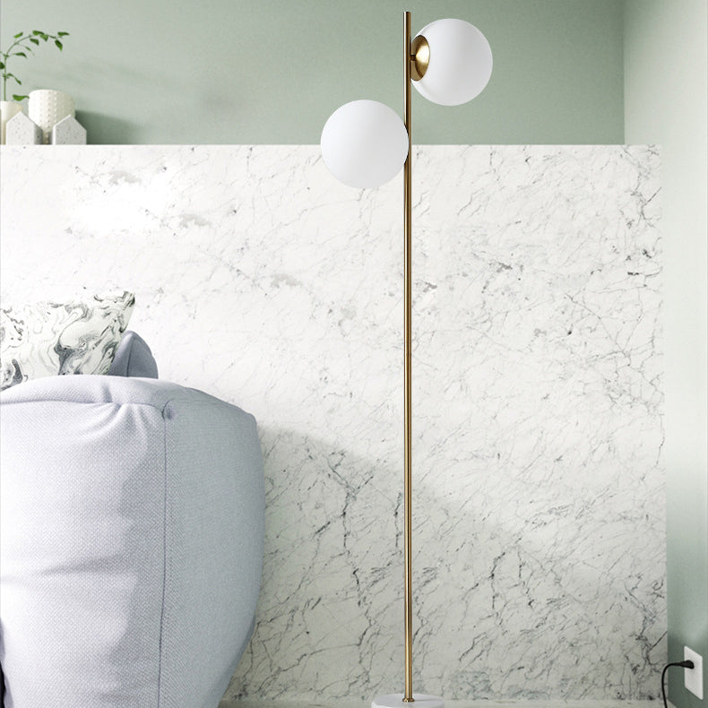 Contemporary Nordic Marble Metal 2-Light Floor Lamp