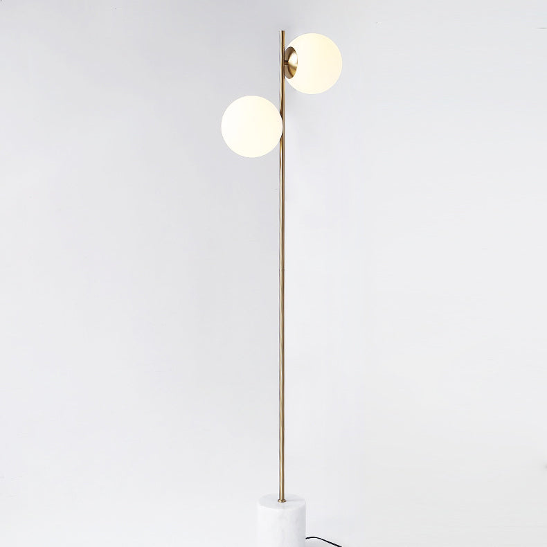 Contemporary Nordic Marble Metal 2-Light Floor Lamp